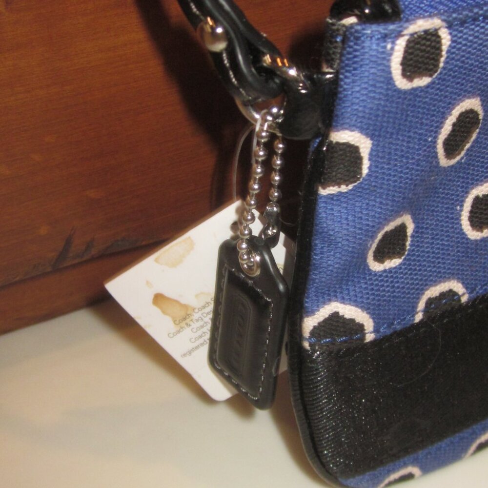Coach Mini Dot Wristlet Blue and Black Circle Pattern - Picture 2 of 7